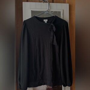 J. Crew Elegant Black Bow Blouse